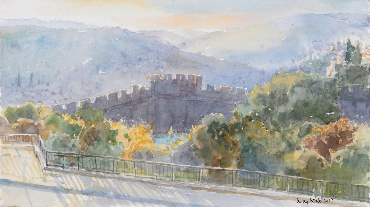 Heuvels voorbij de stad, zonsopgang, Jeruzalem door Lucy Willis