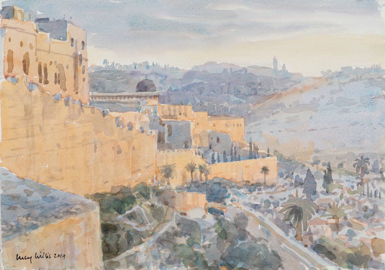 Zonsopgang op de stadsmuur, Jeruzalem door Lucy Willis