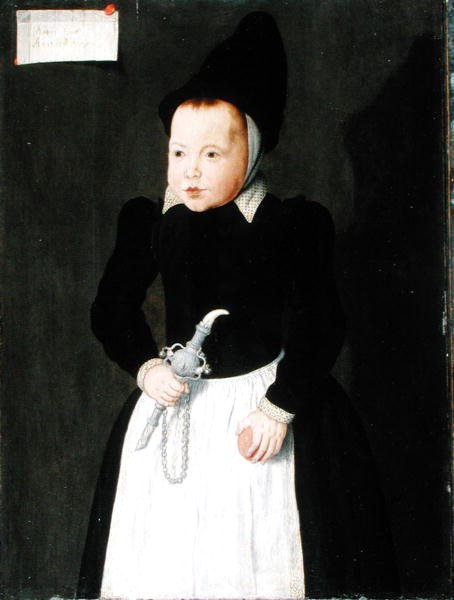 Portret van een kind met een rinkelbel door Ludger Tom the Younger Ring