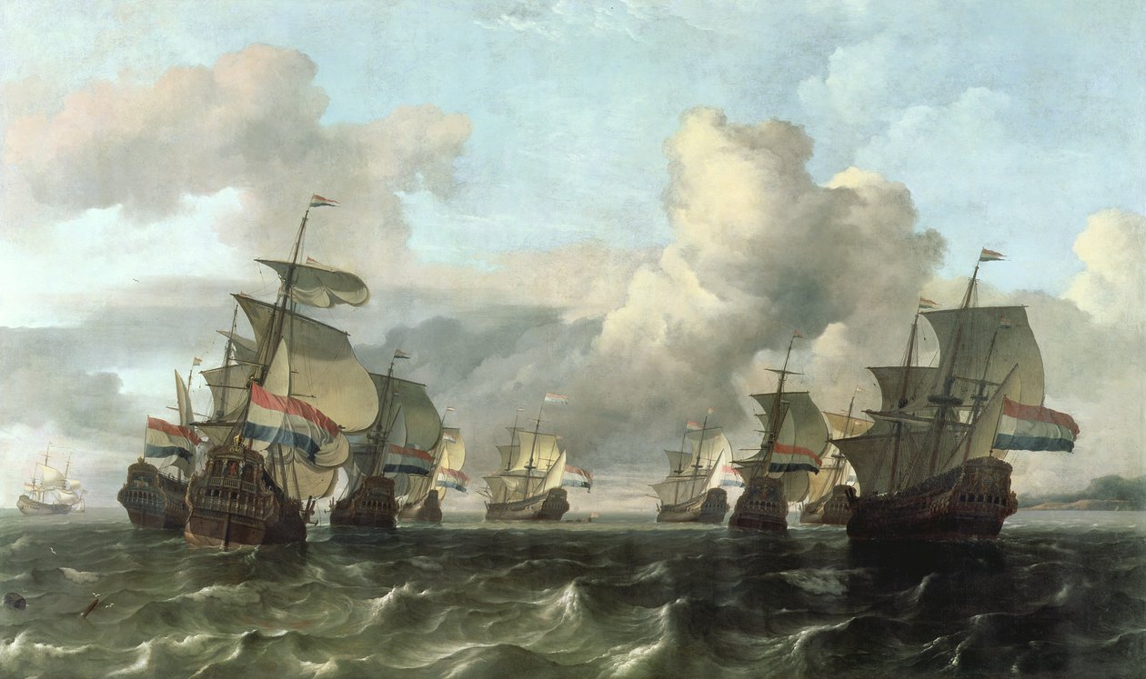De Nederlandse vloot van de VOC, 1675 door Ludolf Backhuysen