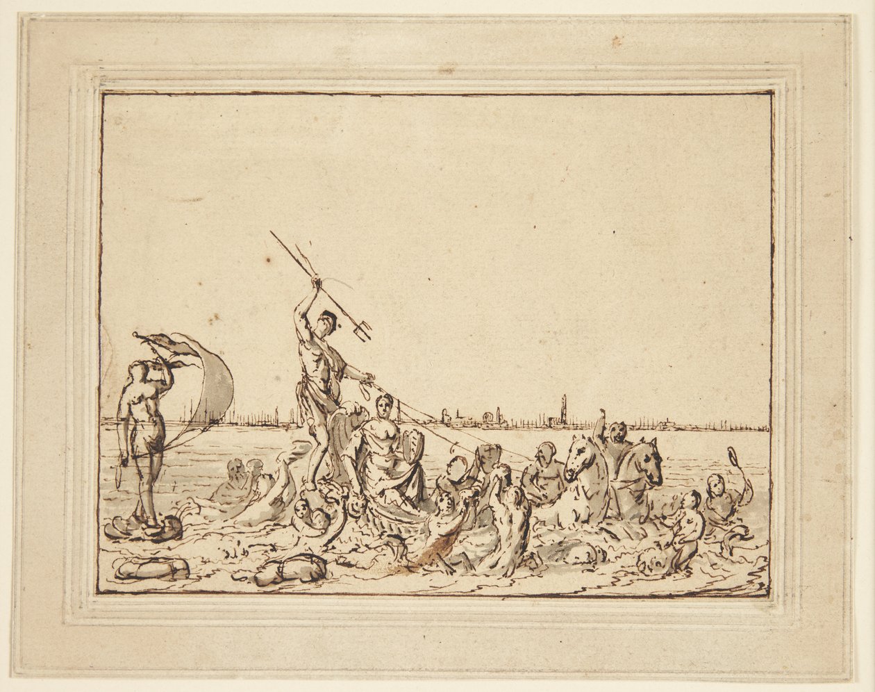 Allegorie over Amsterdam als zeehaven door Ludolf Bakhuizen