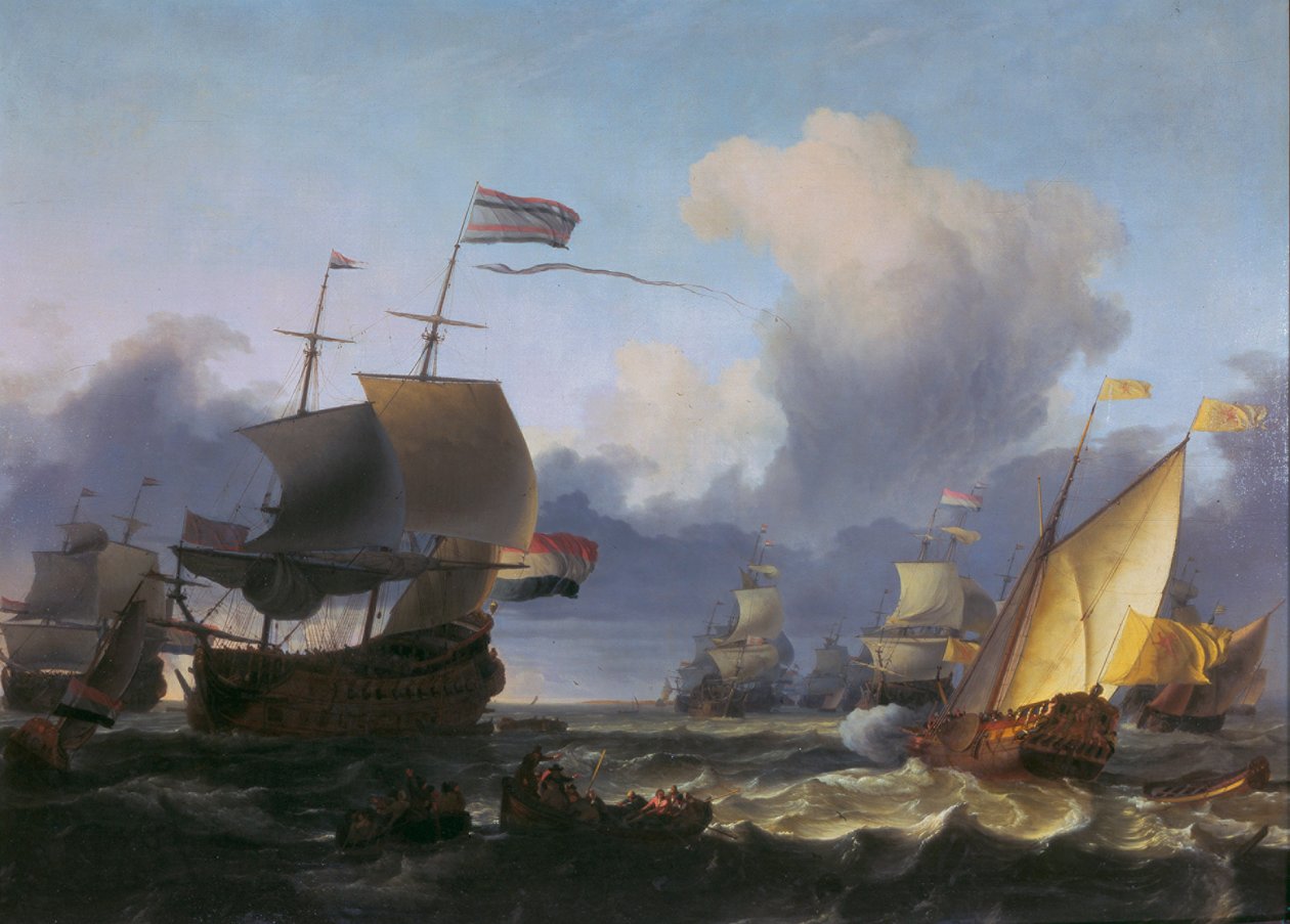 De overdracht van het commando aan admiraal de Ruyter voor de kust van Texel, 18 juni 1665 door Ludolf Bakhuizen