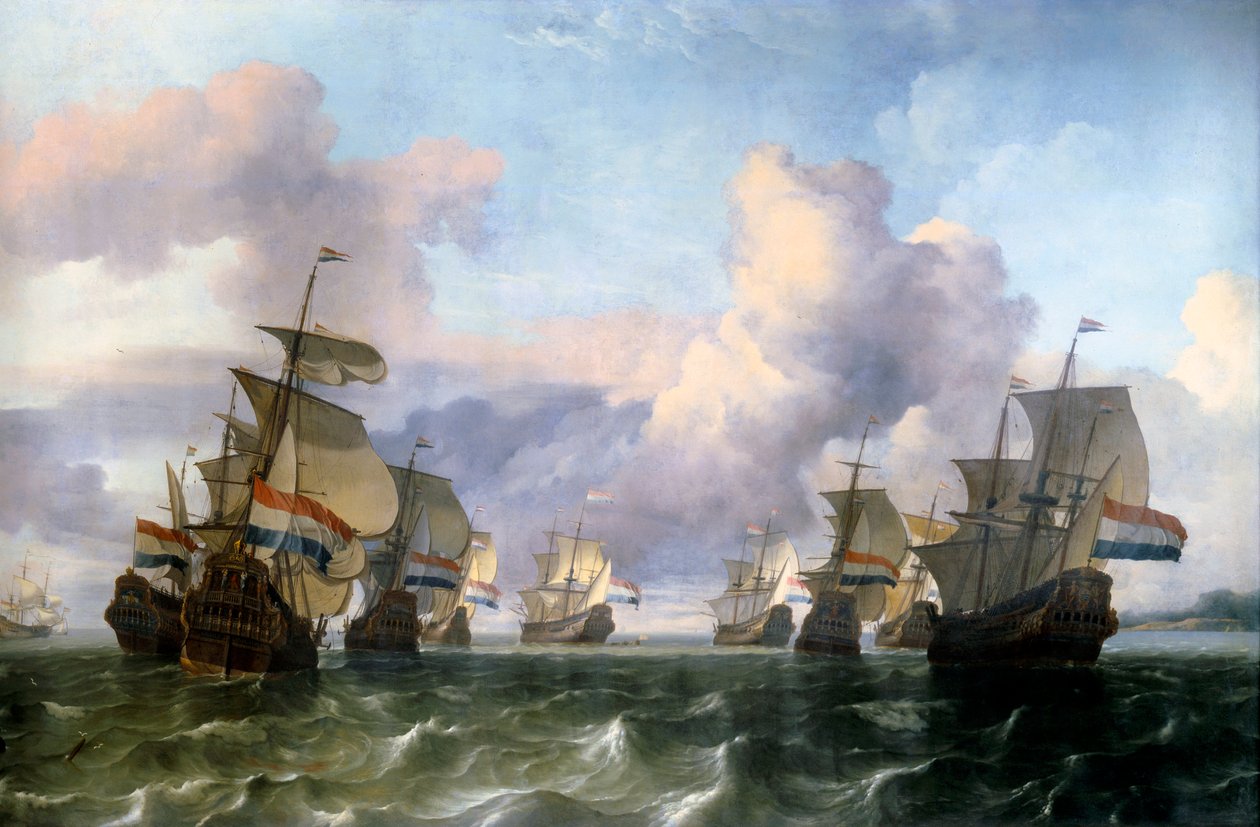 Nederlandse vleugel van de Oost-Indische Compagnie door Ludolf I Backhuysen