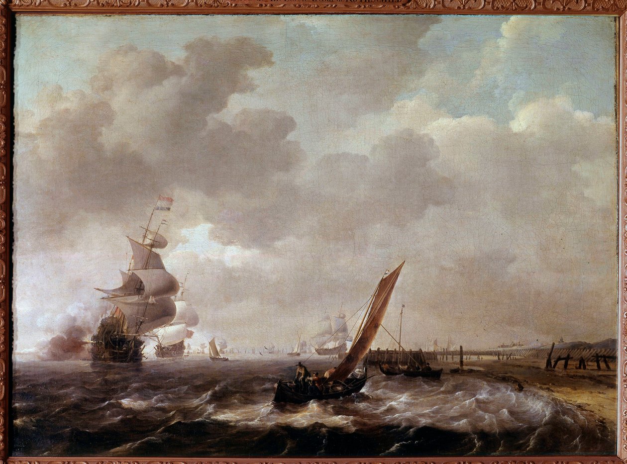De zee bij de Helder in Holland door Ludolf I Backhuysen