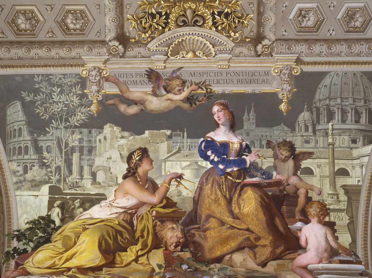 Plafond van de Galerij van de Kandelabers door Ludovico Seitz