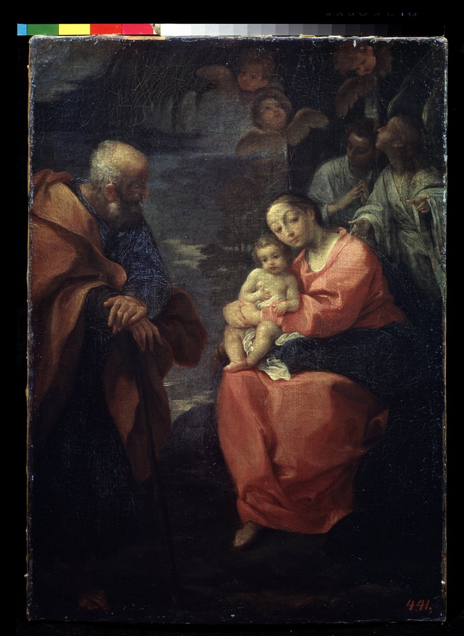 De rust van de Heilige Familie tijdens de vlucht naar Egypte door Ludovico Carracci