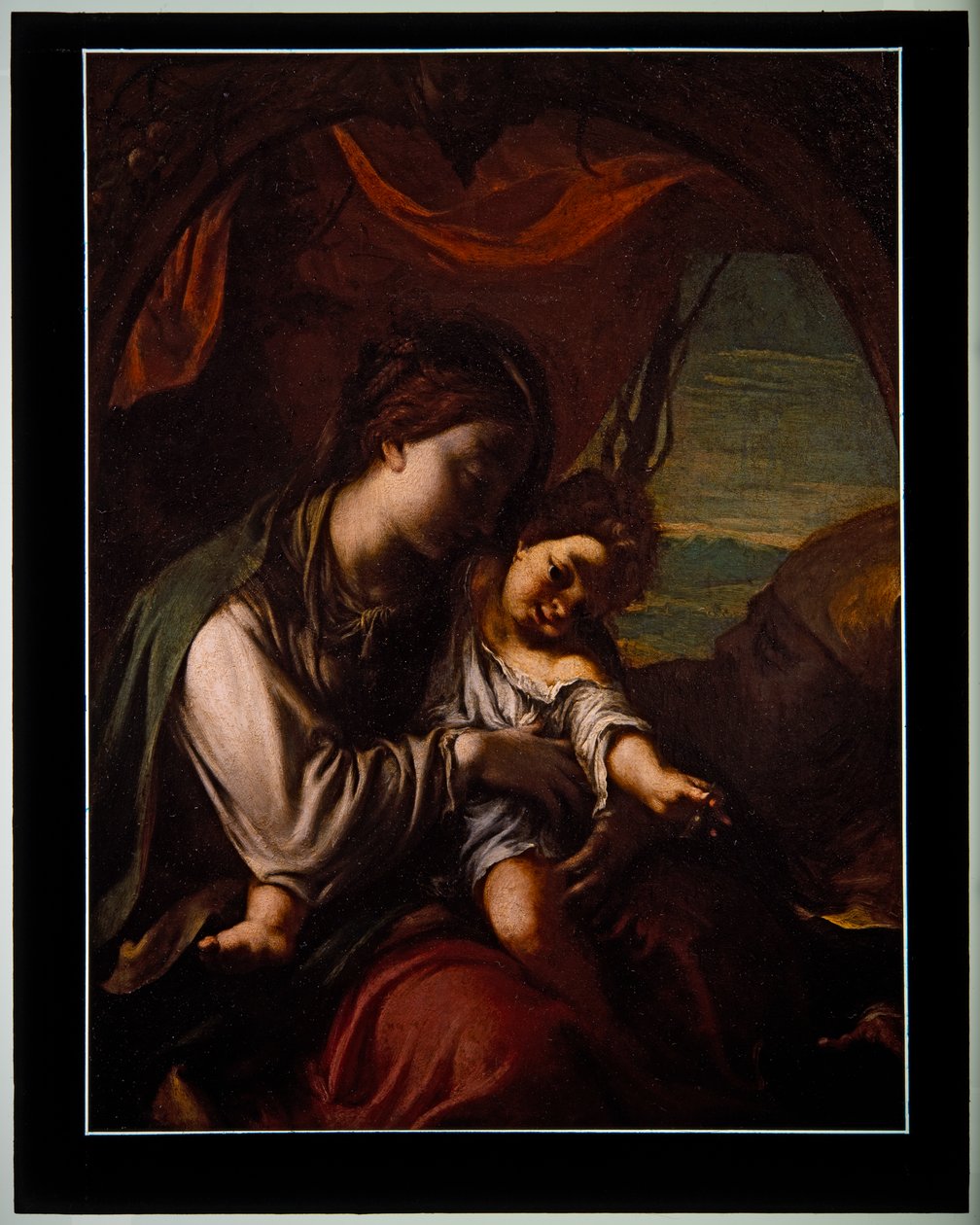 De Madonna & Kind met St. Antonius Abt door Ludovico Carracci