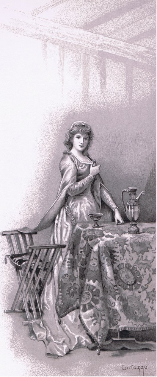 Lady Capulet: Ga Juliet wekken, ga haar opmaken, illustratie uit Romeo en Julia door Ludovico Marchetti