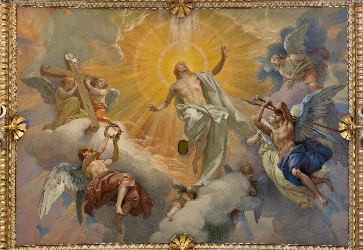 Cybo-kapel (noordelijke arm van het transept), gewelf: Opstanding van Jezus Christus door Ludovico Pogliaghi