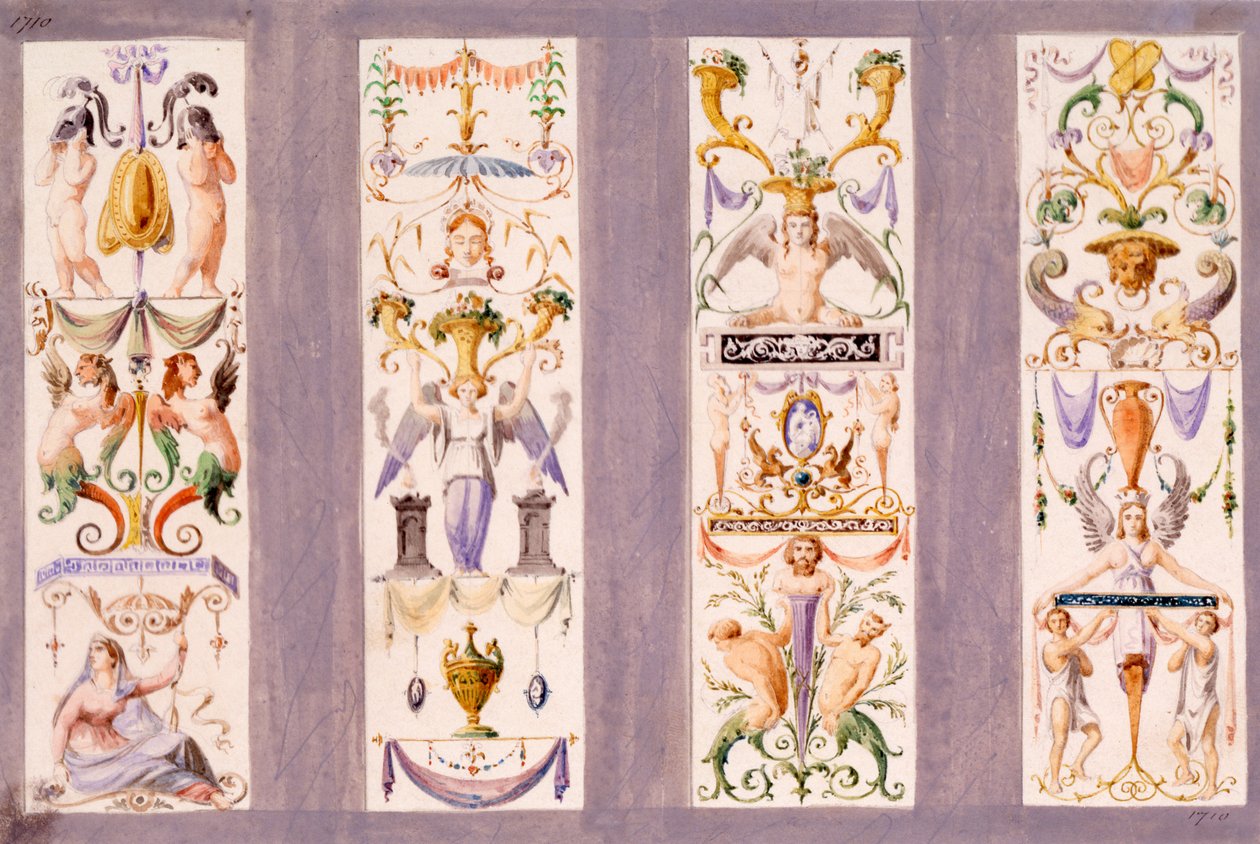 Vier arabeske panelen van de Scala del Palazzo Ducale, Venetië door Ludwig Gruner