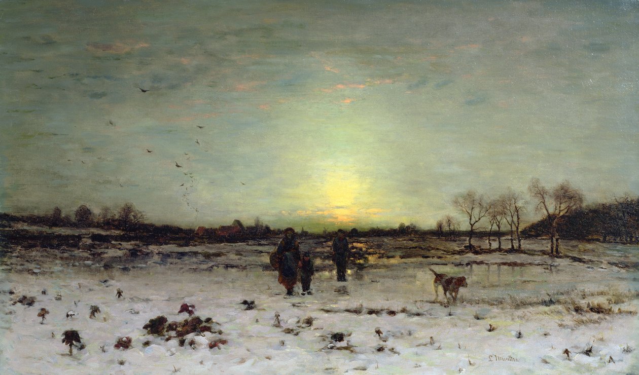 Winterlandschap bij zonsondergang door Ludwig Munthe