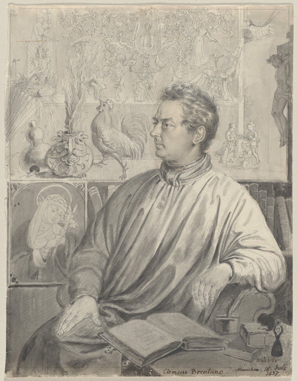 Clemens Brentano door Ludwig Emil Grimm