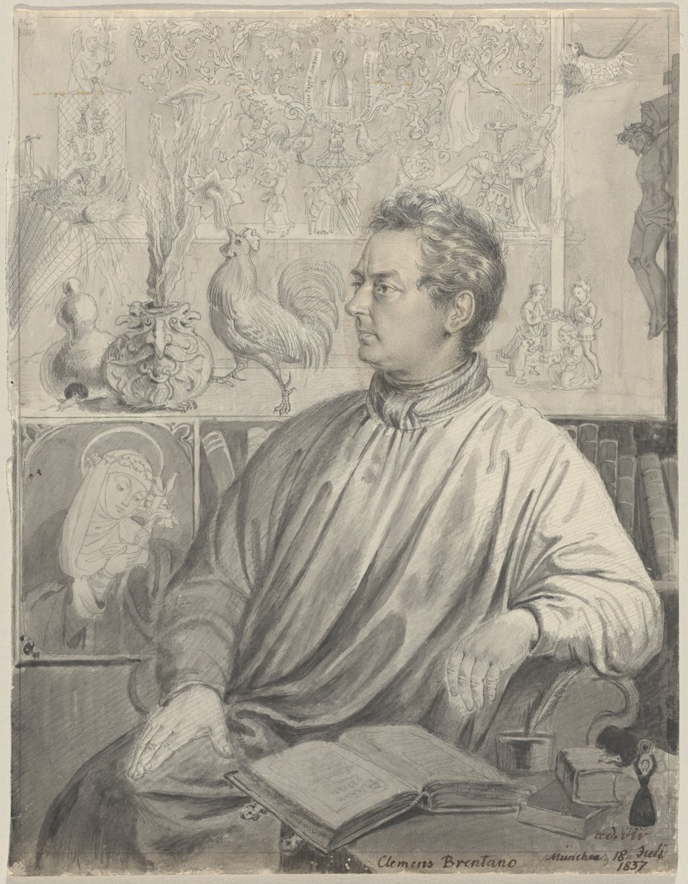 Clemens Brentano door Ludwig Emil Grimm