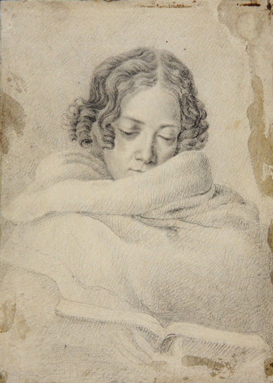 Portret van de schrijver Bettine von Arnim, née Brentano door Ludwig Emil Grimm