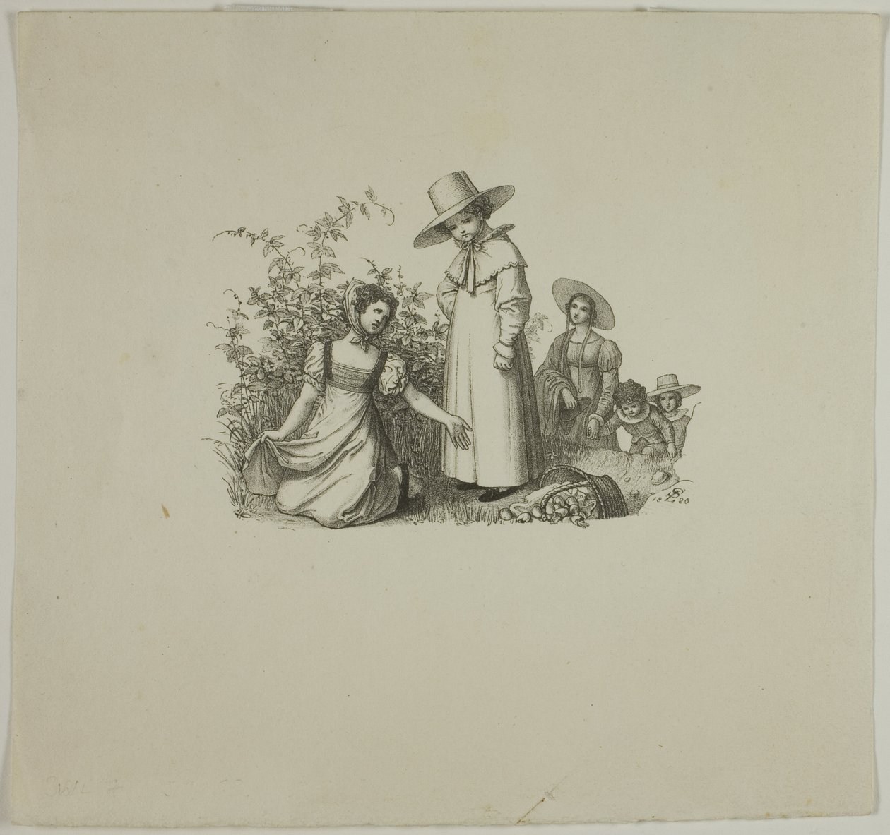 Familie met picknickmanden door Ludwig Ferdinand Schnorr von Carolsfeld