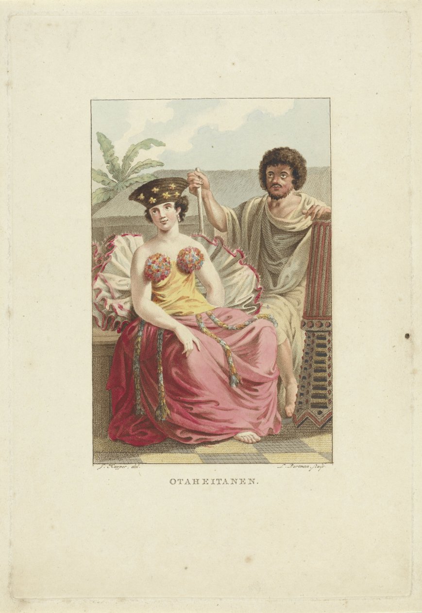 Bewoners van het eiland Otaheite (Tahiti) door Ludwig Gottlieb Portman
