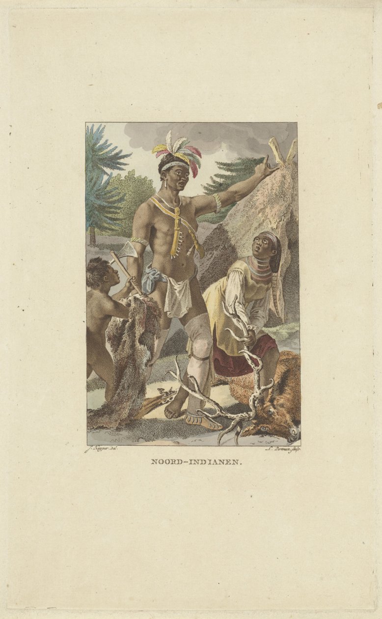 Irokese familie voor tipi door Ludwig Gottlieb Portman