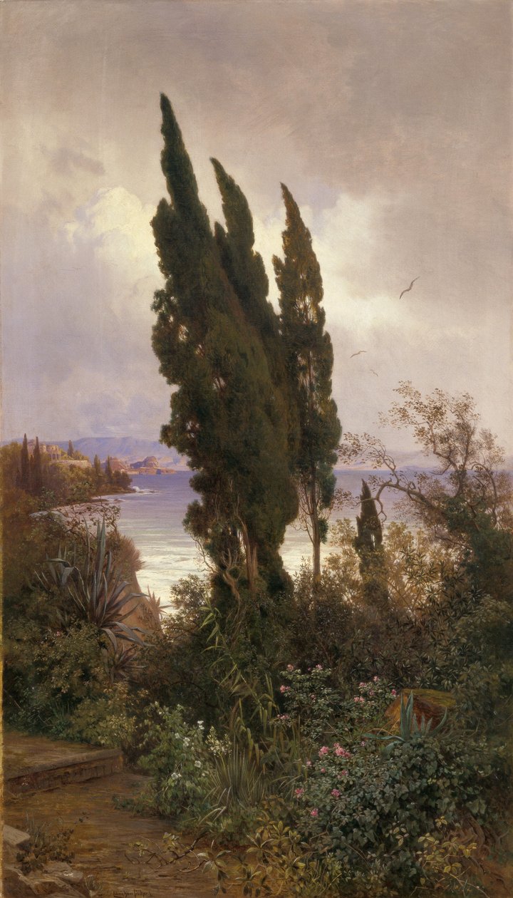 Tuin voor het koninklijk kasteel op Corfu door Ludwig Hans Fischer