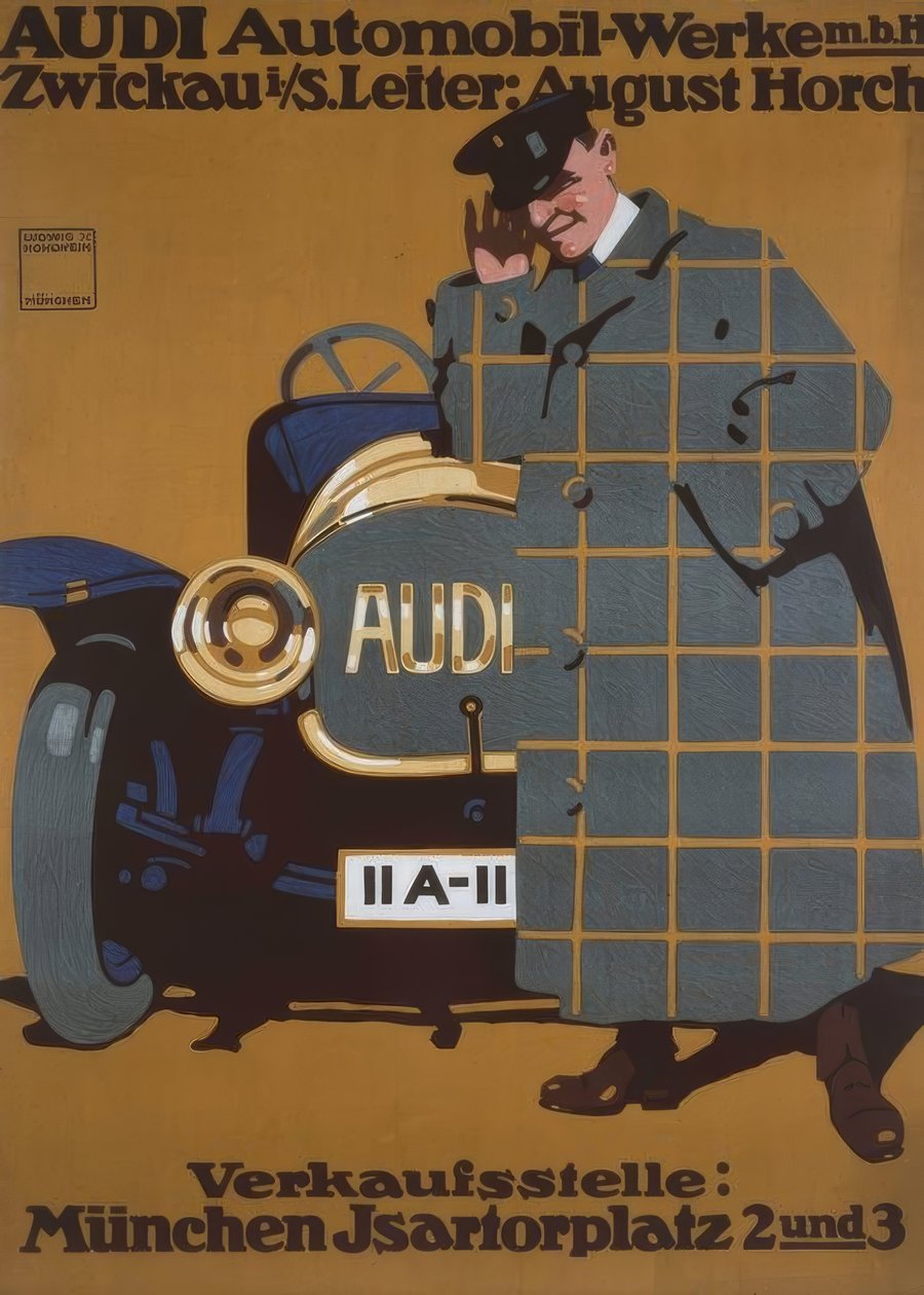 AUDI Automobil-Werke m. b. H. Zwickau i. S. Directeur: August Horch door Ludwig Hohlwein