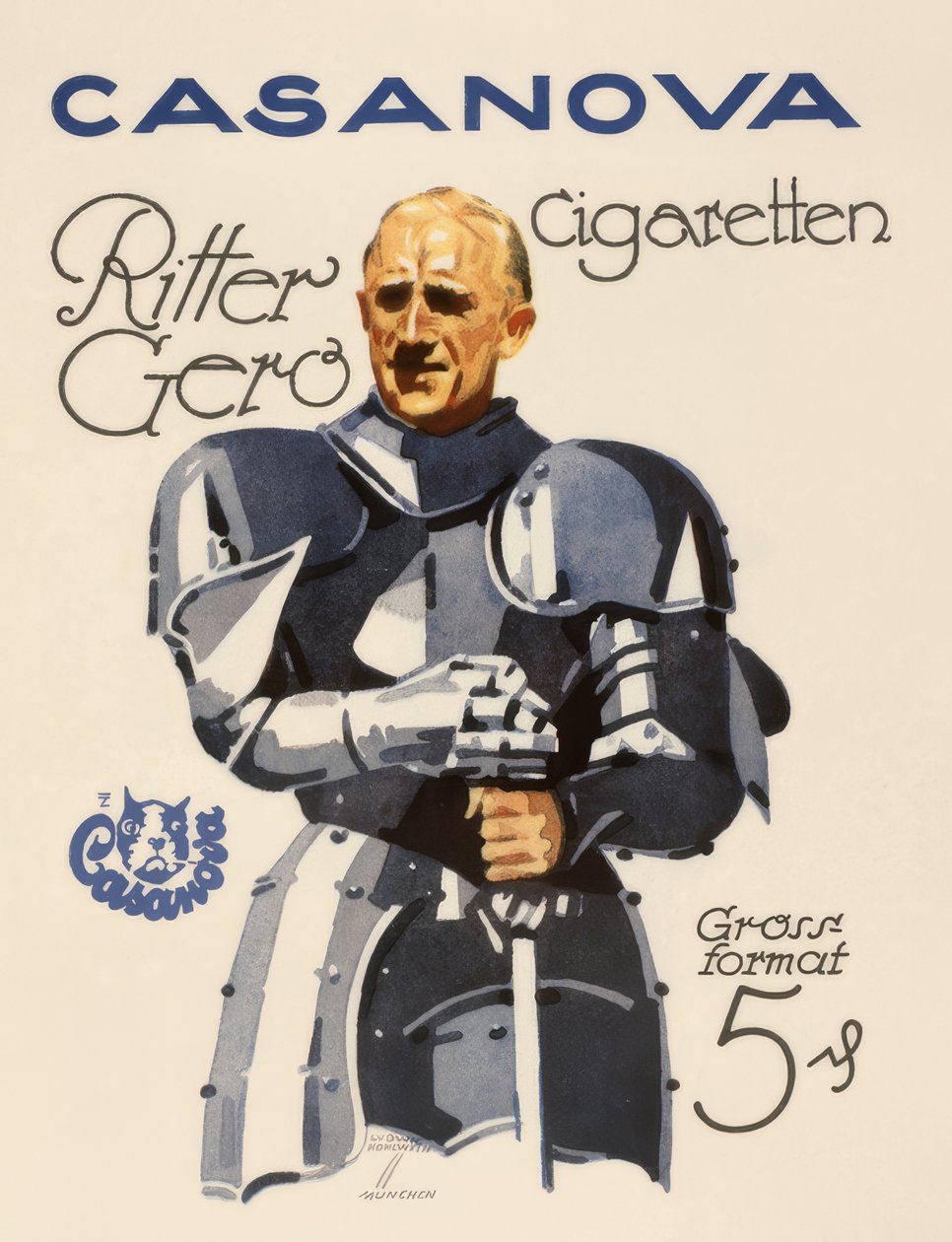 Casanova sigaretten / Ridder Gero door Ludwig Hohlwein