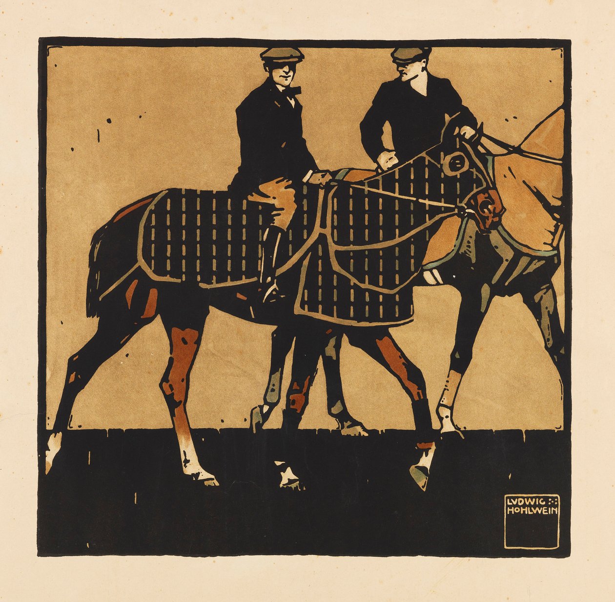 Uit de Portfolio Turf. Twaalf paardenraces afbeeldingen, 1909 door Ludwig Hohlwein