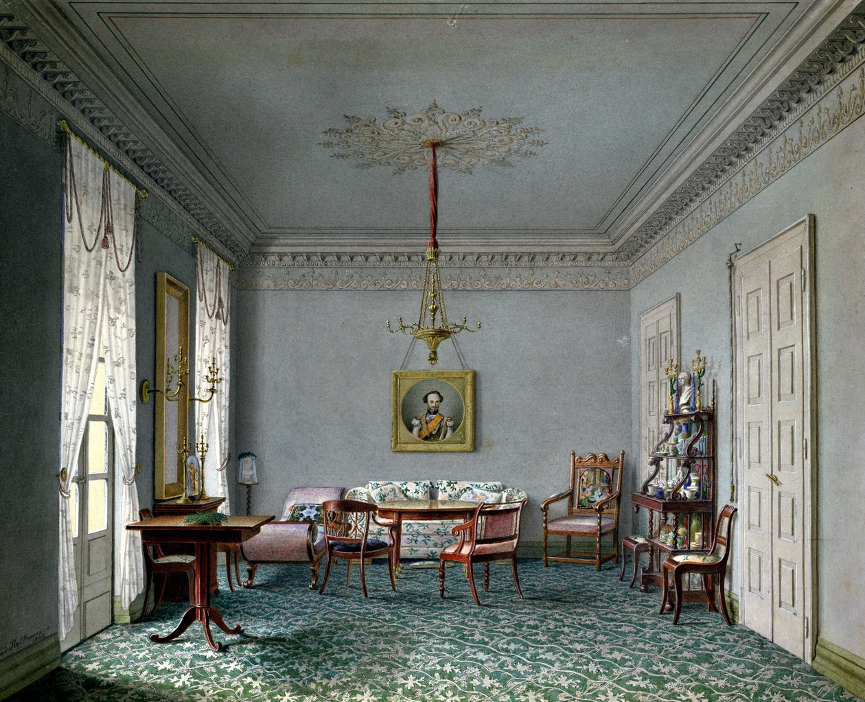 Saloninterieur in het Paleis in Stuttgart, Wurttemberg door Ludwig Holthausen