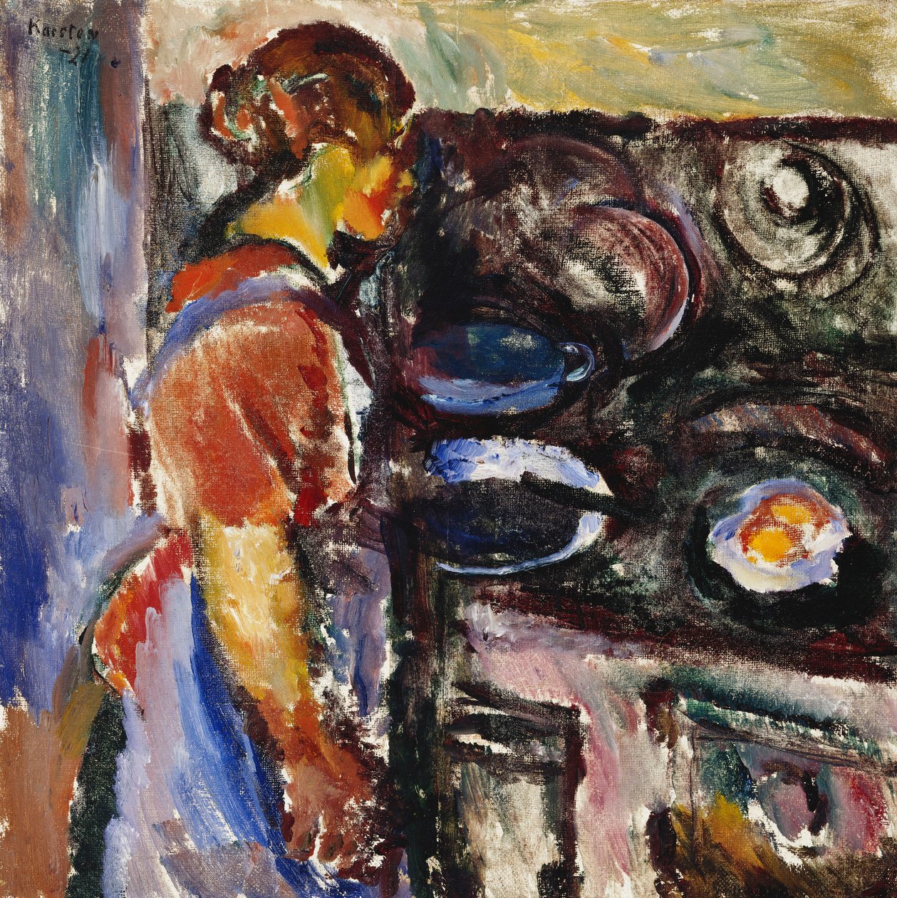 Meisje in de Keuken; Pike I Kjokken, 1921 door Ludvik Peter Karsten