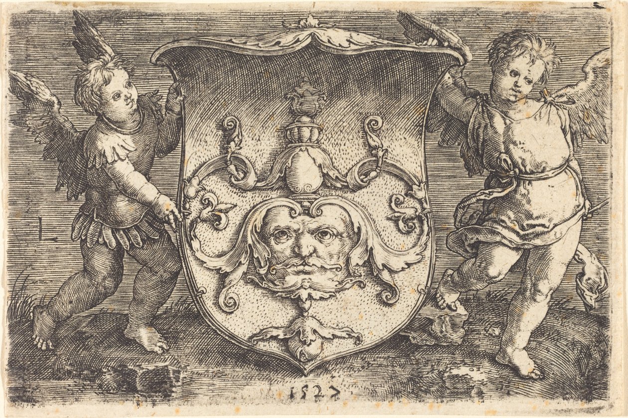 Schild met Mascaron door Ludwig Krug