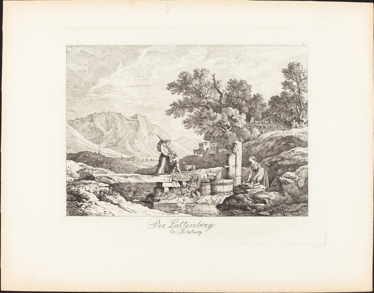 Der Lattenberg bij Salzburg (De Lattenberg bij Salzburg) door Ludwig Richter