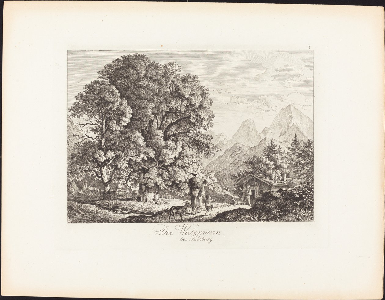 Der Watzmann bij Salzburg door Ludwig Richter