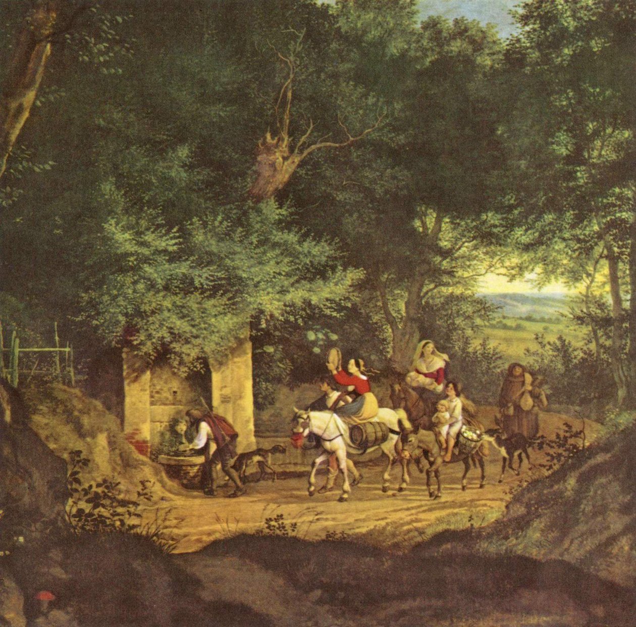 Duits: Waldbrunnen bei Ariccia De put in het bos bij Ariccia door Ludwig Richter