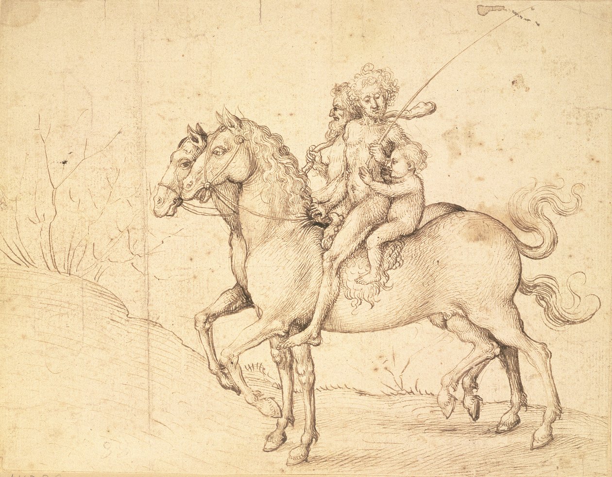 Wilden te Paard door Ludwig Schongauer