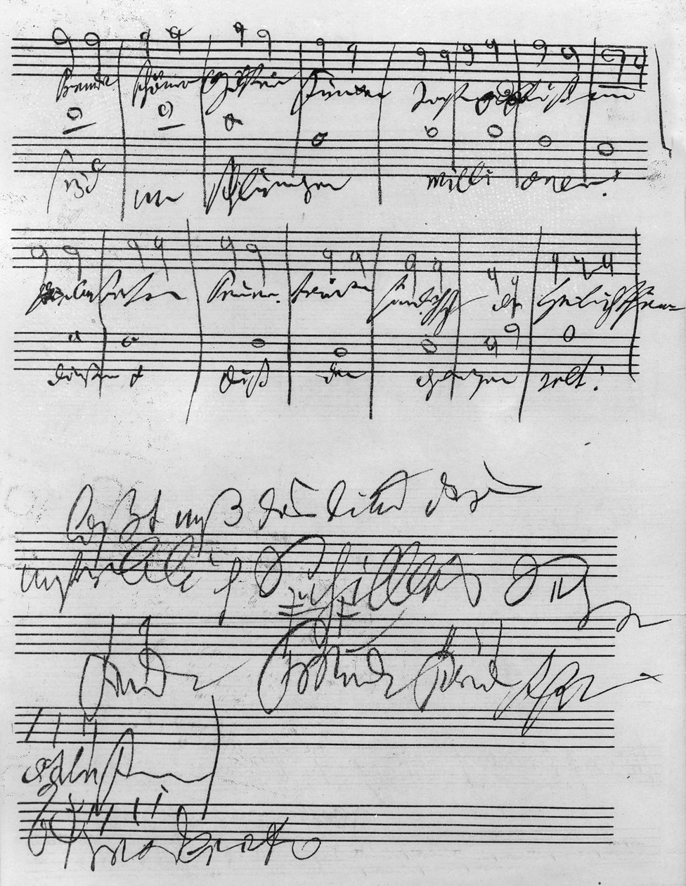 Handgeschreven muziekpartituur (inkt op papier) door Ludwig van Beethoven