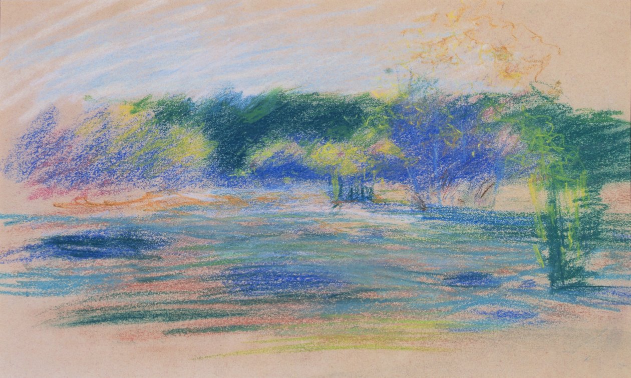 Landschap met uitzicht op bos door Ludwik de Laveaux