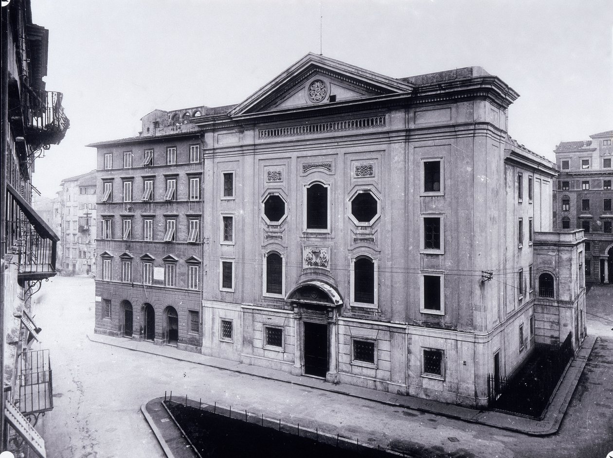 Gevel van de oude synagoge van Livorno, ca. 1910 door Luigi Betti
