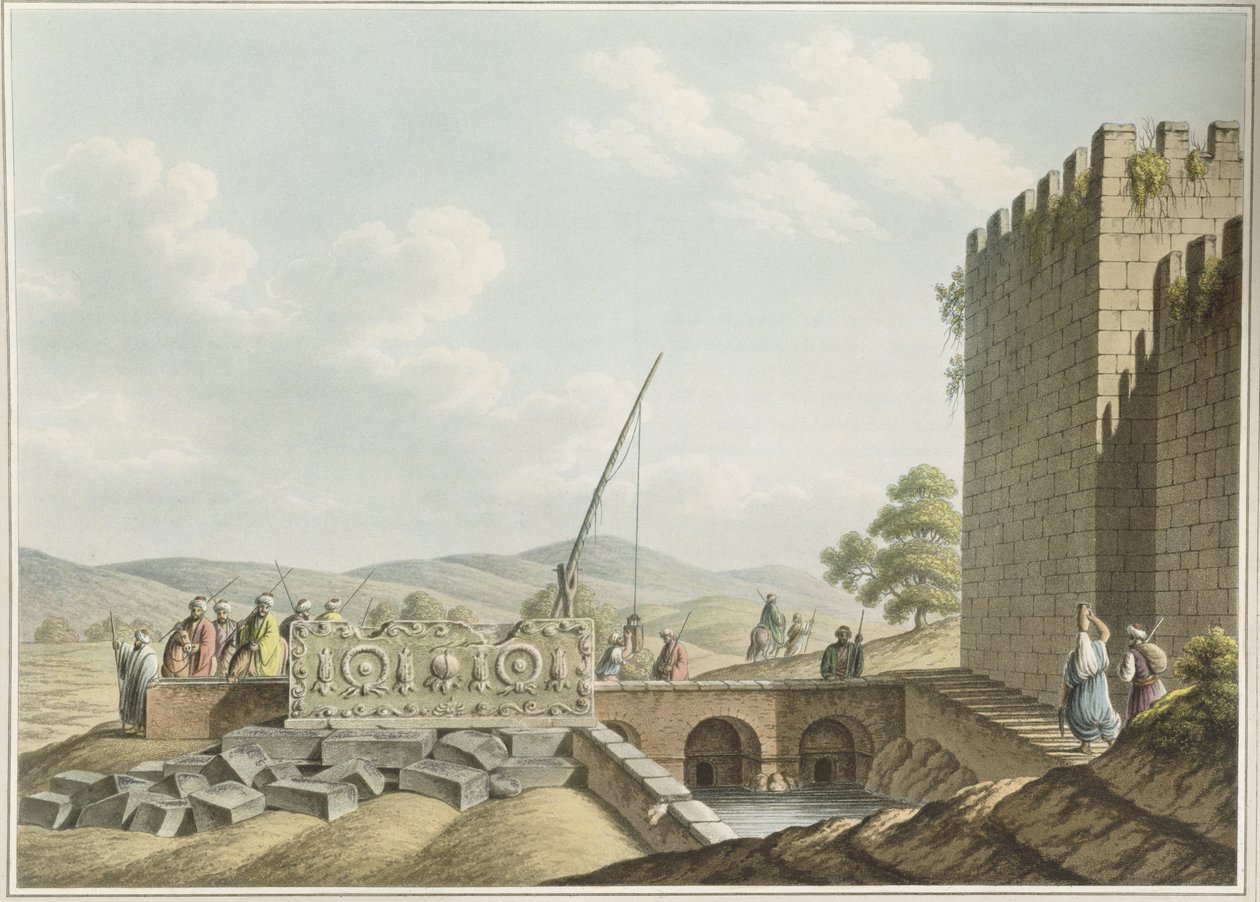 Een sarcofaag uit de graven van de koningen, Jeruzalem, gepubliceerd door William Watts door Luigi Mayer