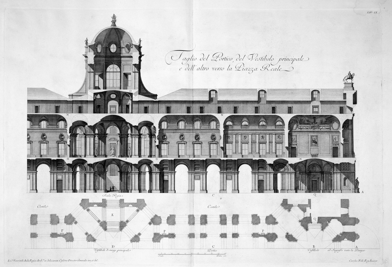 Ontwerp voor het Koninklijk Paleis van Caserta, 1756 door Luigi Vanvitelli
