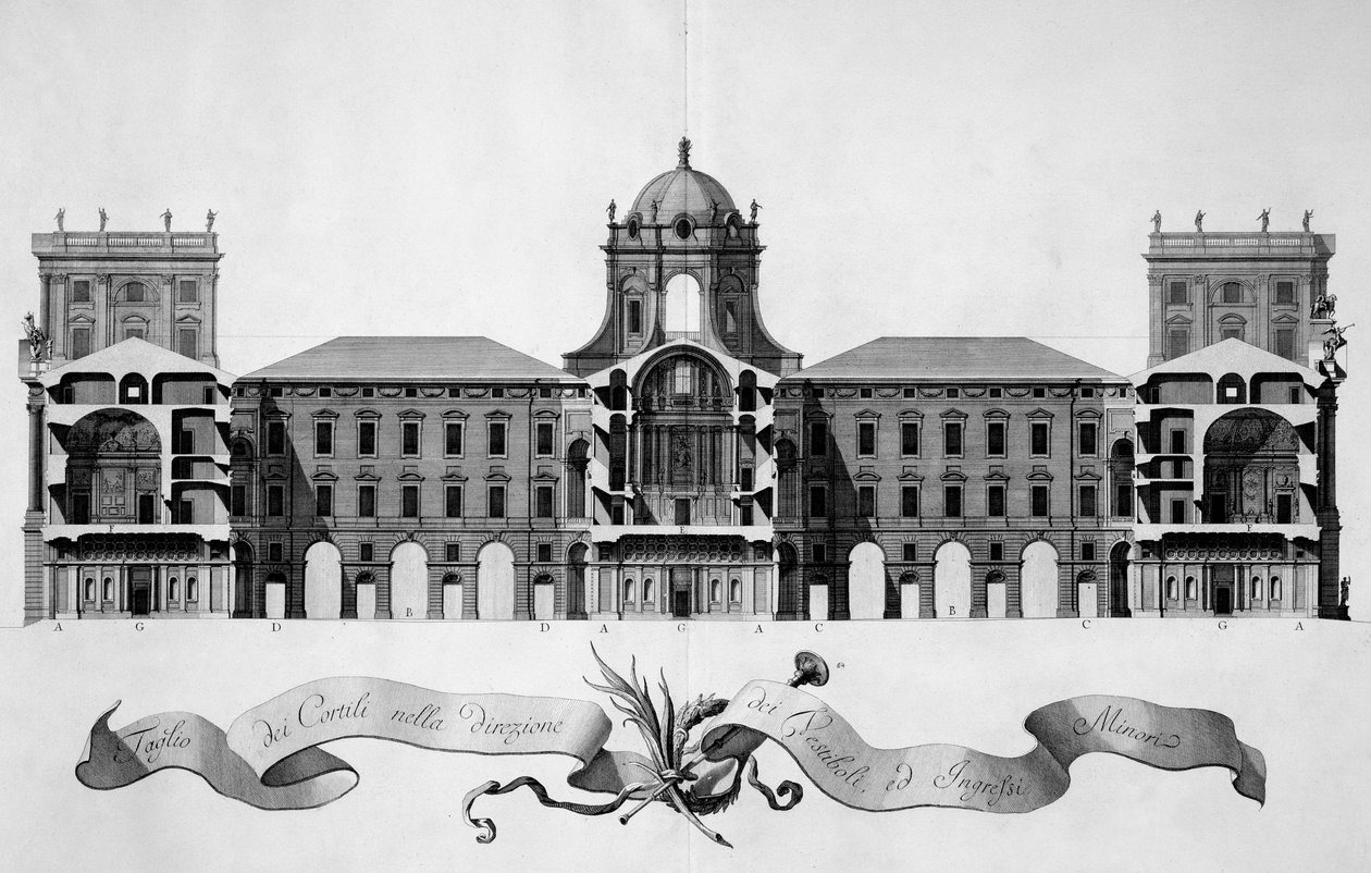 Ontwerp voor het Koninklijk Paleis van Caserta, 1756 door Luigi Vanvitelli