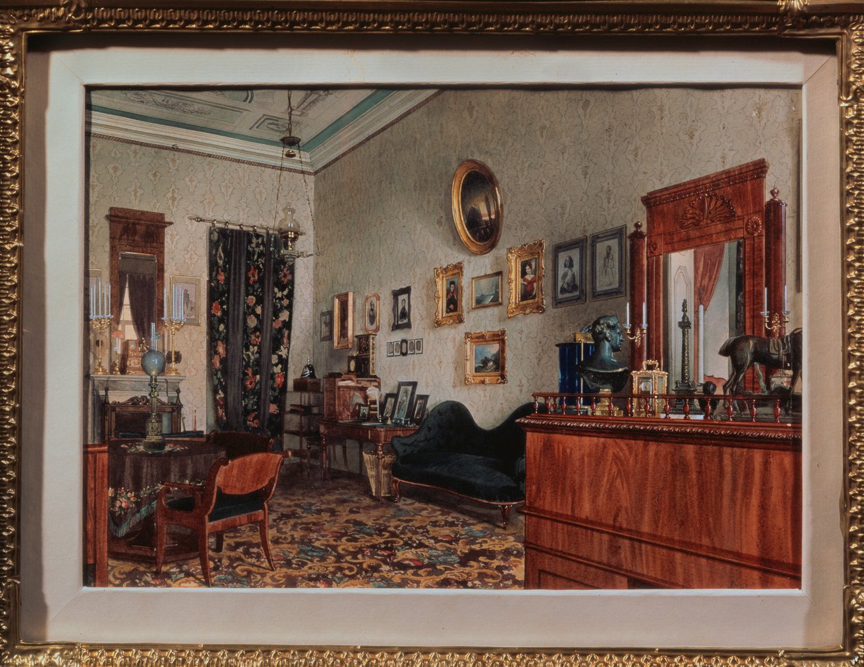 De studeerkamer van het huis van Michail Obreskov door Luigi Premazzi