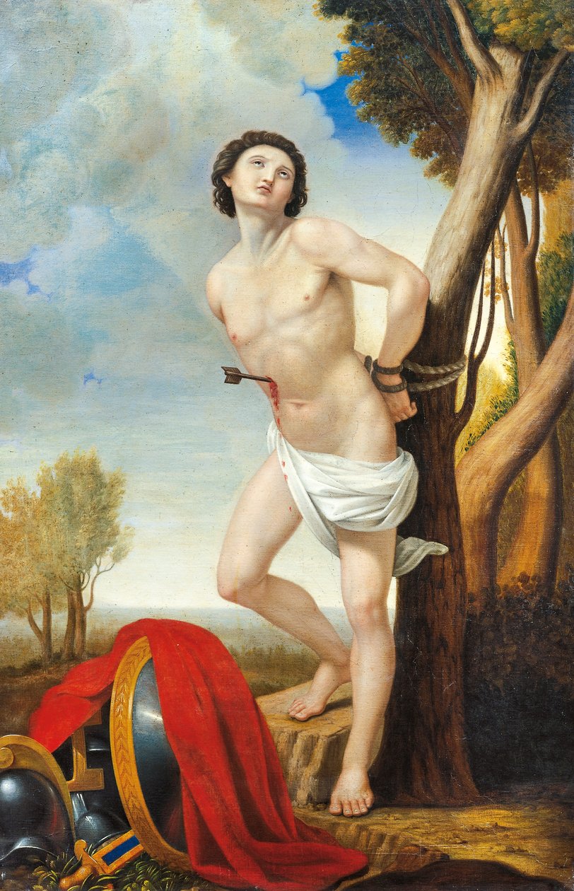 Martelaarschap van St. Sebastian, door Luigi Asioli, olieverf op doek door Luigi Asioli