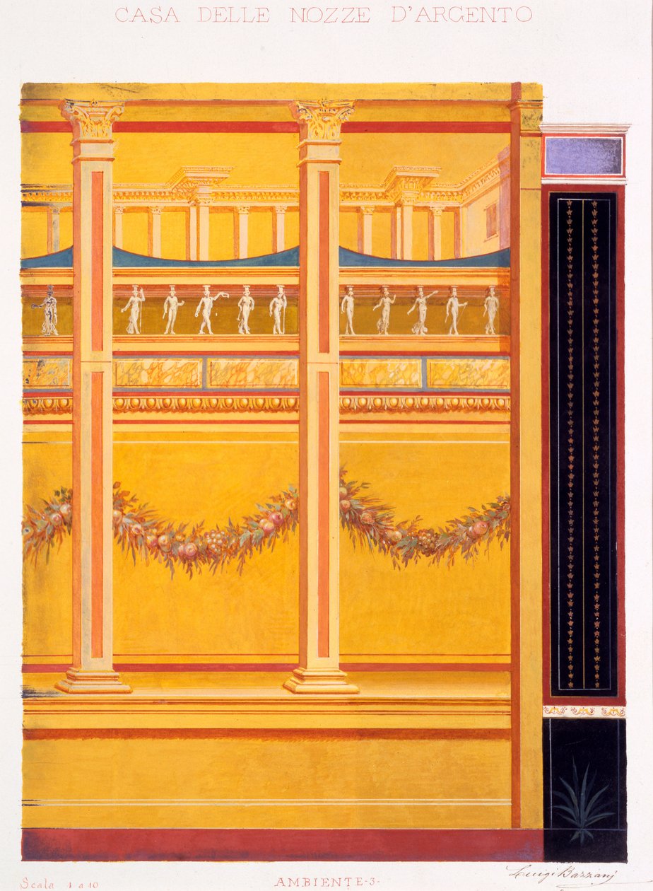 Muurschilderingen uit het Huis van de Zilveren Bruiloft, Pompeii, 1897 door Luigi Bazzani