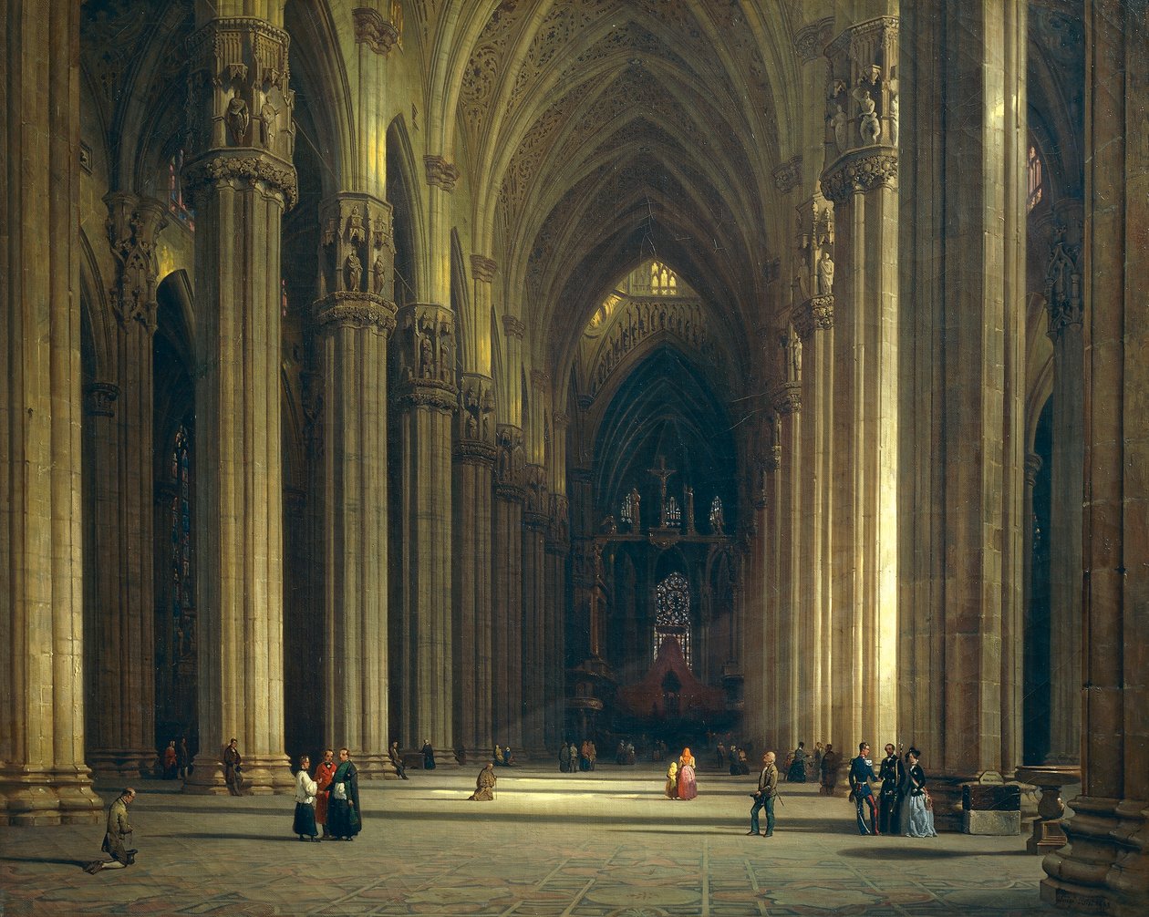 Interieur van de kathedraal van Milaan (Milano Duomo) door Luigi Bisi