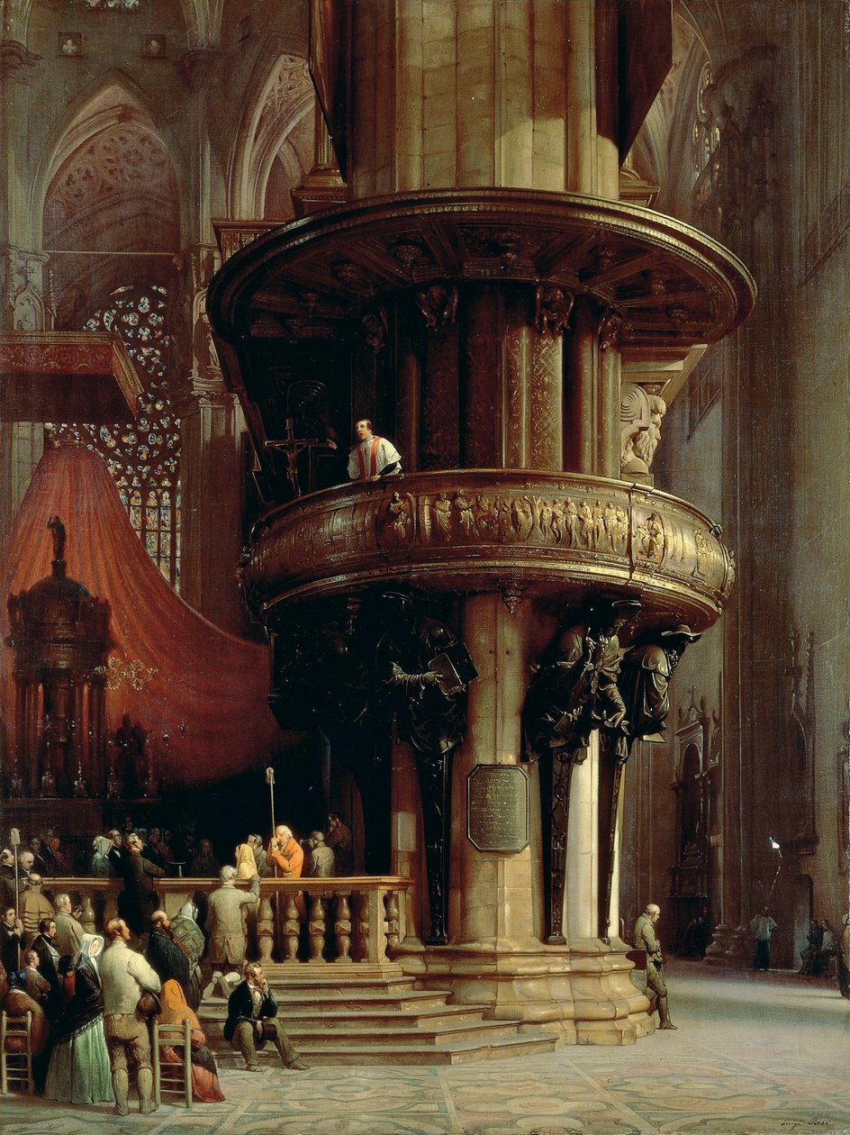 Prediking in de Dom van Milaan door Luigi Bisi
