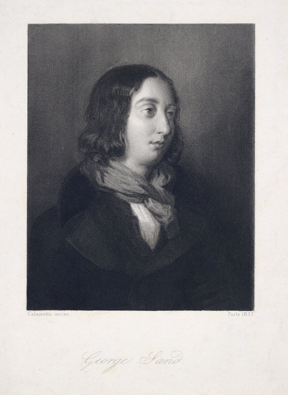 Portret van George Sand, uitgegeven 1837 (gravure) door Luigi Calamatta