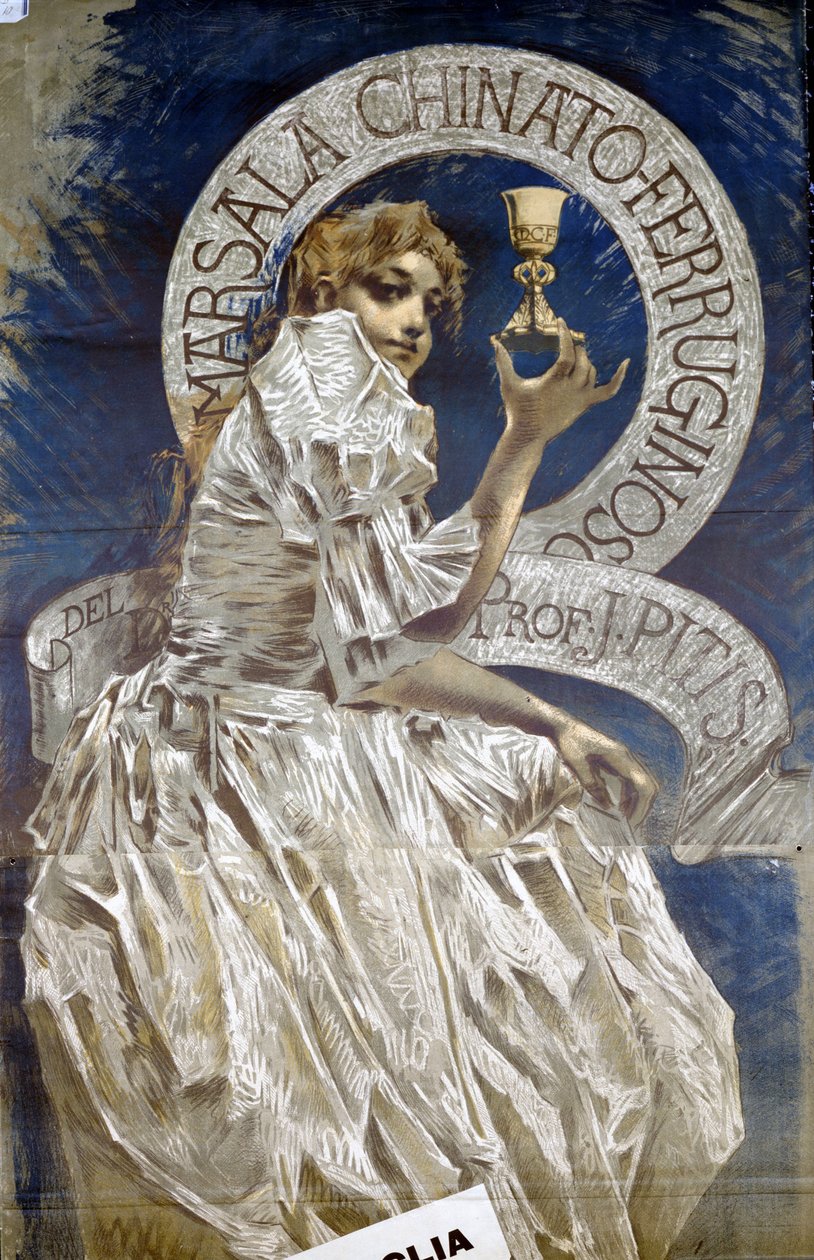 Reclame voor de Italiaanse digestief Marsala. Schilderij van Conconi door Luigi Conconi