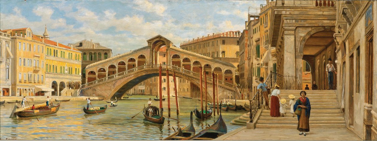 Luigi Ferrazzi Rialtobrug 1875 door Luigi Ferrazzi