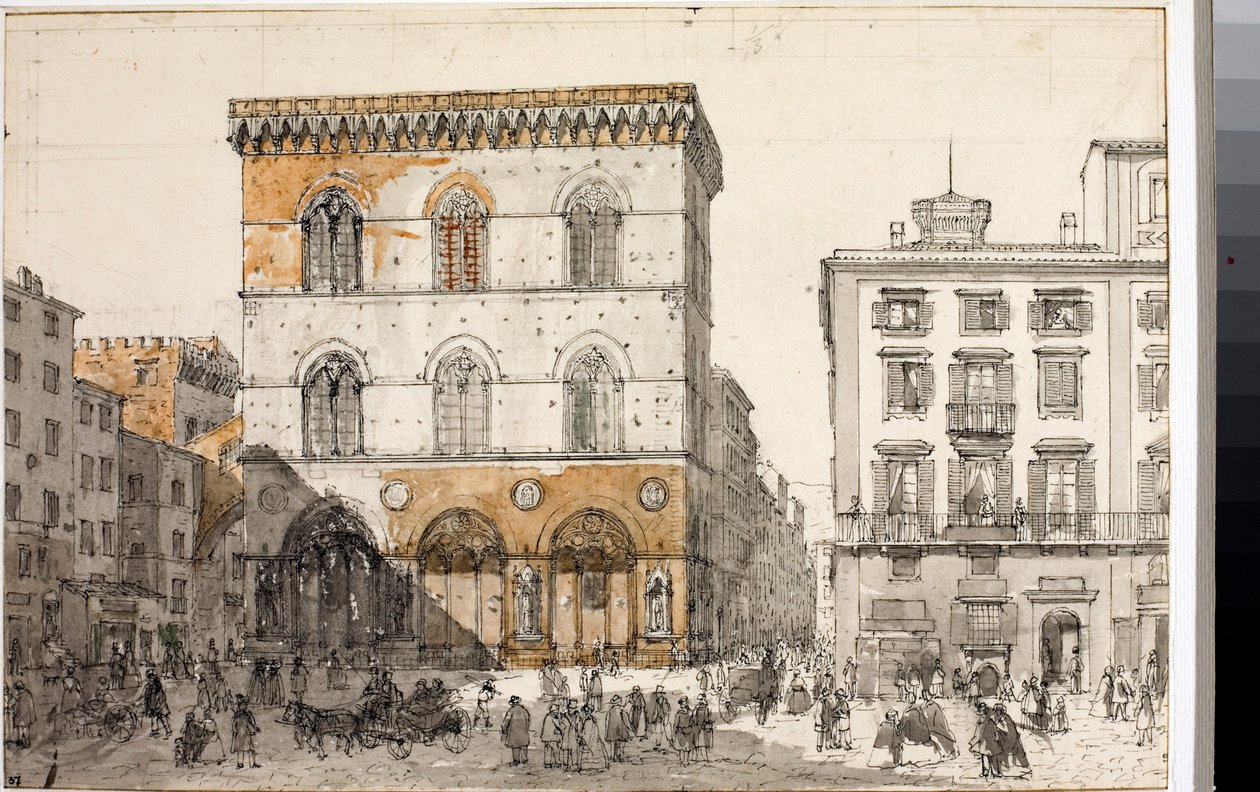 Uitzicht op de Orsanmichele kerk in Florence (ca. 1820) door Luigi Garibbo