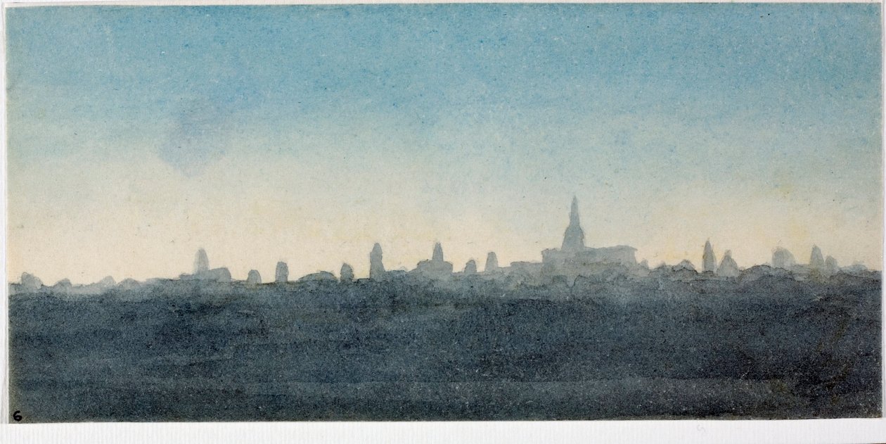 Uitzicht op de stad Florence profiel van huizen en monumenten (aquarel) door Luigi Garibbo