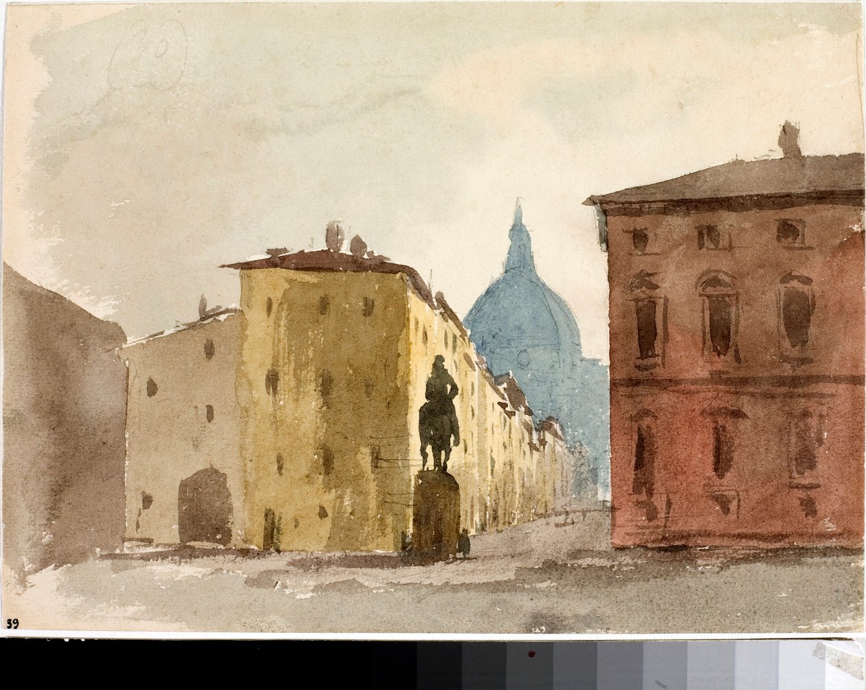 Uitzicht op het plein van de kerk Santa Annunziata, Florence door Luigi Garibbo