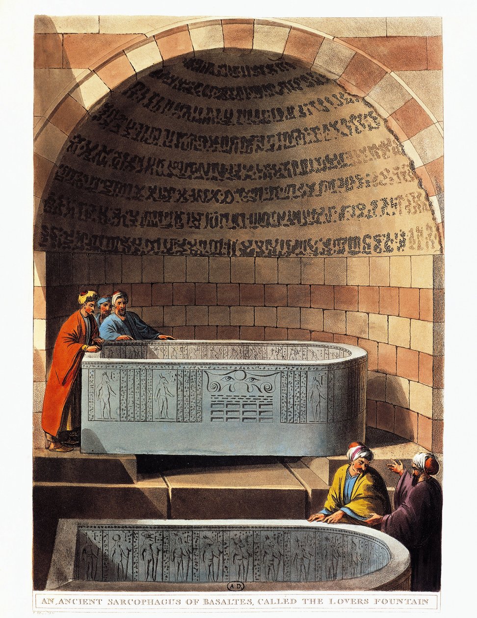 Basalt sarcofaag genaamd De Fontein van de Geliefden door Luigi Mayer